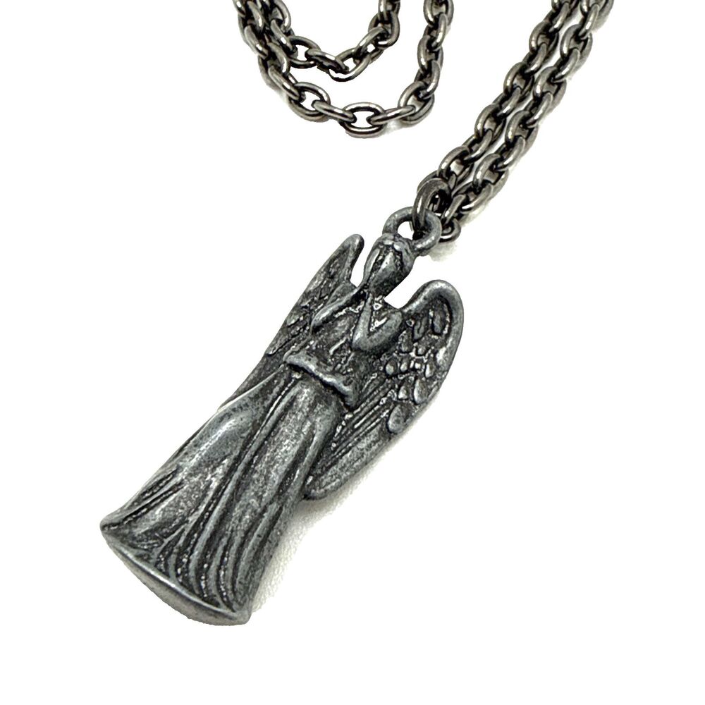 BBC TV DOCTOR DR WHO WEEPING ANGEL Pendant Necklace Pewter Collectable 18" - 21"